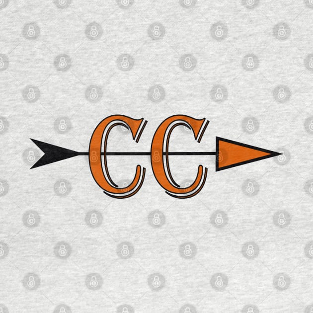 Cross Country team logo CC with an arrow in black and orange by Woodys Designs